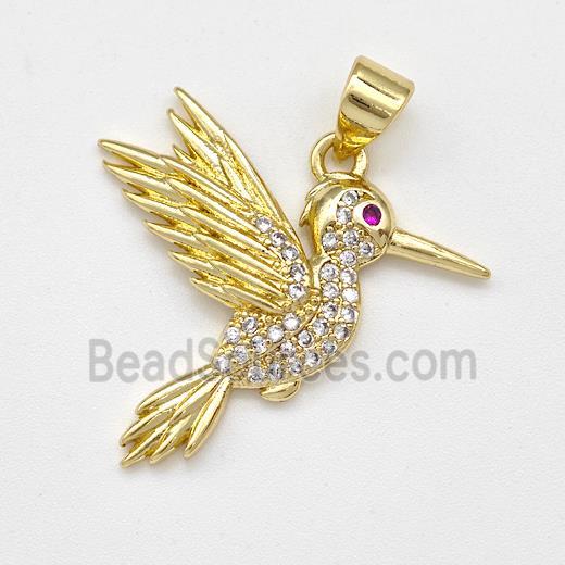 Copper Birds Pendant Micro Pave Zirconia Gold Plated