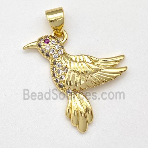 Copper Birds Pendant Micro Pave Zirconia Gold Plated