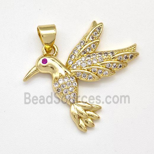 Copper Birds Pendant Micro Pave Zirconia Gold Plated