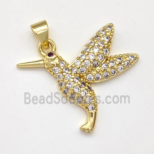 Copper Birds Pendant Micro Pave Zirconia Gold Plated