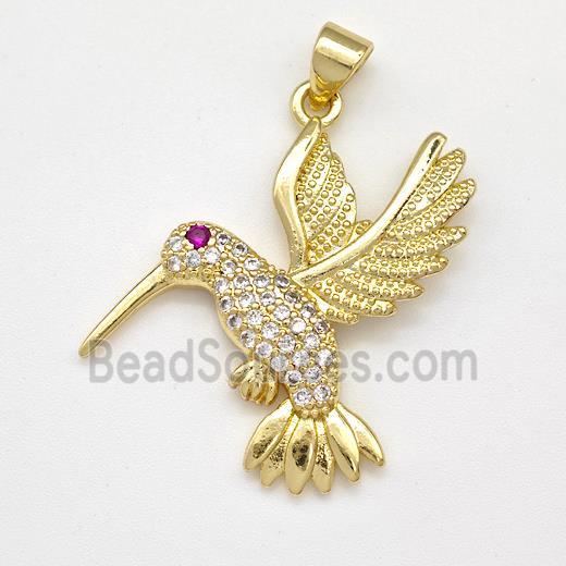 Copper Birds Pendant Micro Pave Zirconia Gold Plated