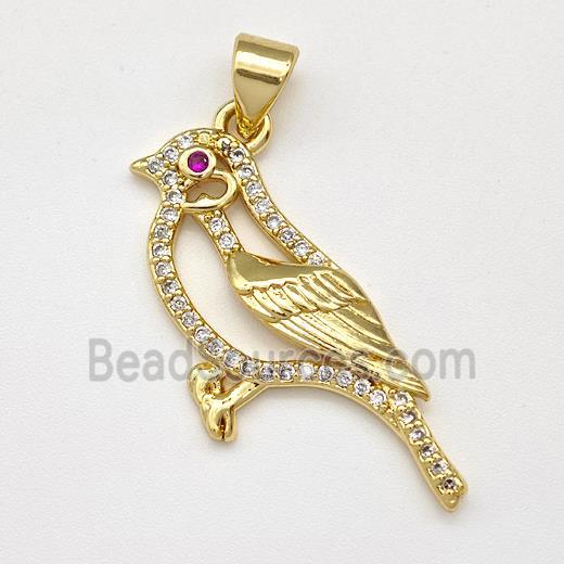 Copper Birds Pendant Micro Pave Zirconia Gold Plated