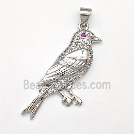 Copper Birds Pendant Micro Pave Zirconia Platinum Plated