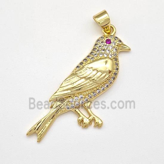 Copper Birds Pendant Micro Pave Zirconia Gold Plated