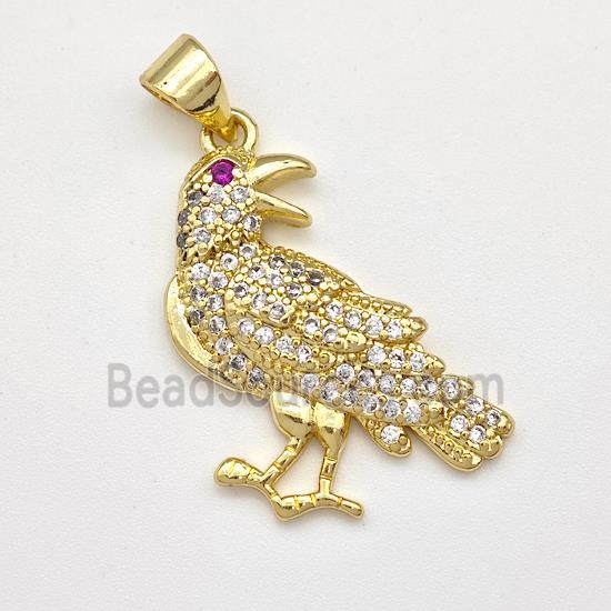 Copper Birds Pendant Micro Pave Zirconia Gold Plated