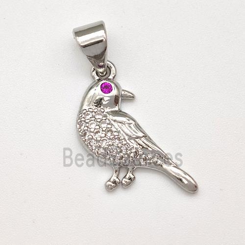 Copper Birds Pendant Micro Pave Zirconia Platinum Plated