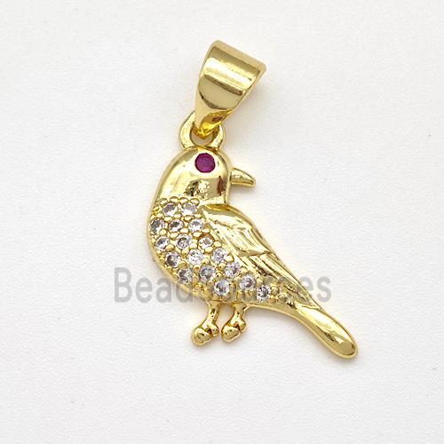 Copper Birds Pendant Micro Pave Zirconia Gold Plated