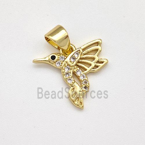 Copper HummingBirds Pendant Micro Pave Zirconia Gold Plated