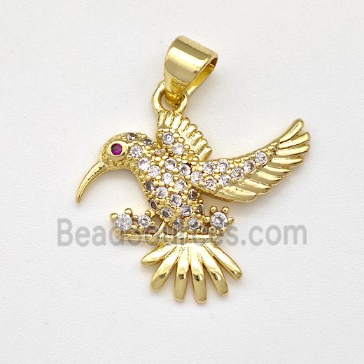 Copper Birds Pendant Micro Pave Zirconia Gold Plated