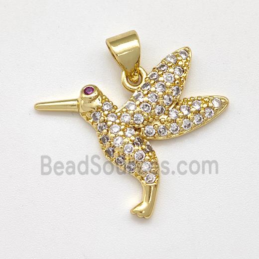 Copper Birds Pendant Micro Pave Zirconia Gold Plated