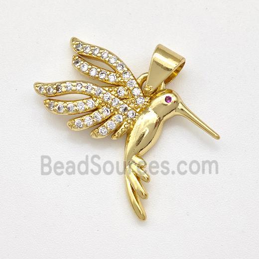 Copper Birds Pendant Micro Pave Zirconia Gold Plated