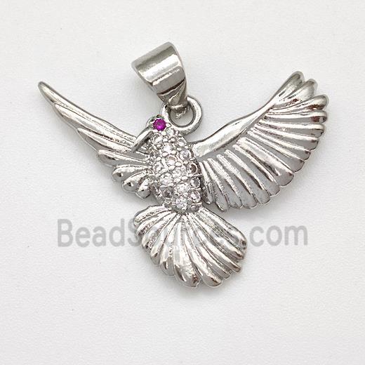 Copper Birds Pendant Micro Pave Zirconia Eagle Platinum Plated