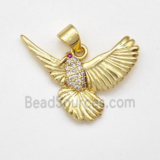 Copper Eagle Pendant Micro Pave Zirconia Bird Gold Plated