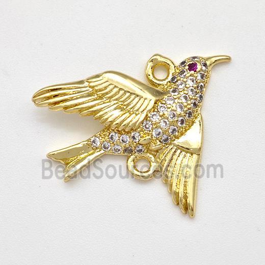 Copper Birds Connector Micro Pave Zirconia Gold Plated