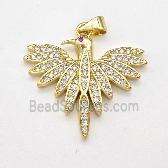 Copper Birds Pendant Micro Pave Zirconia Gold Plated