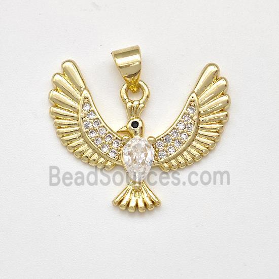 Copper Eagle Pendant Micro Pave Zirconia Bird Gold Plated