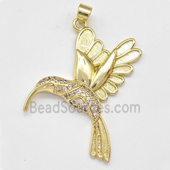 Copper Birds Pendant Micro Pave Zirconia Gold Plated