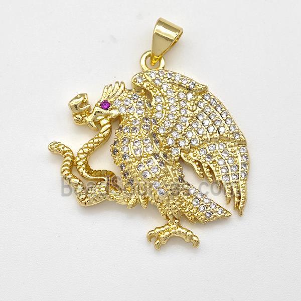 Copper Birds Pendant Micro Pave Zirconia Eagle Snake Gold Plated