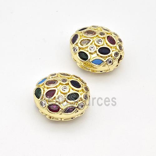 Copper Oval Beads Micro Pave Zirconia Gold Plated