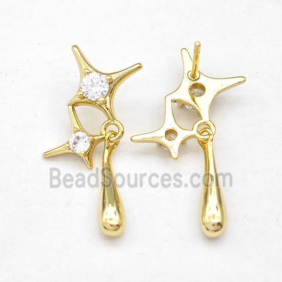 Copper Northstar Stud Earring Micro Pave Zirconia Gold Plated