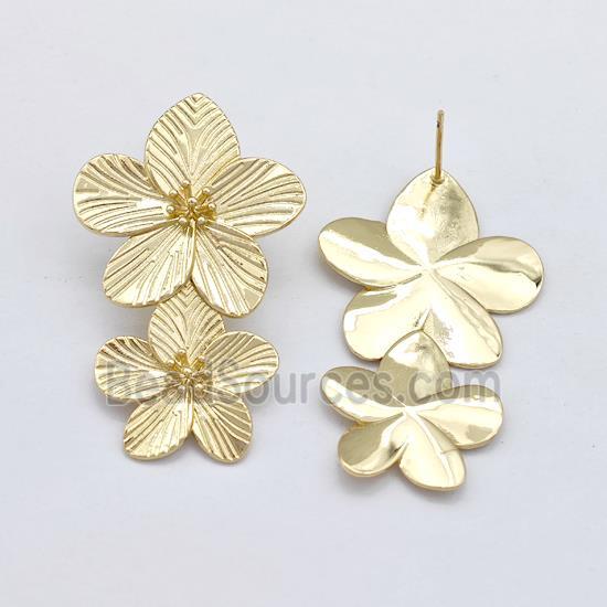 Copper Flower Stud Earring Gold Plated