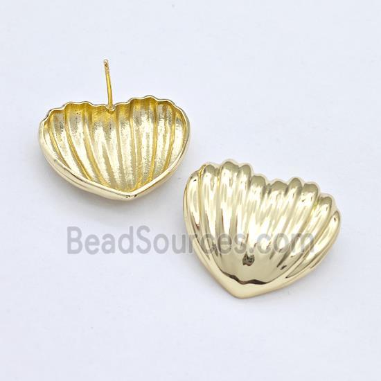 Copper Scallop Shell Stud Earring Gold Plated