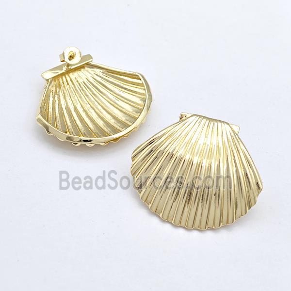 Copper Scallop Shell Stud Earring Gold Plated