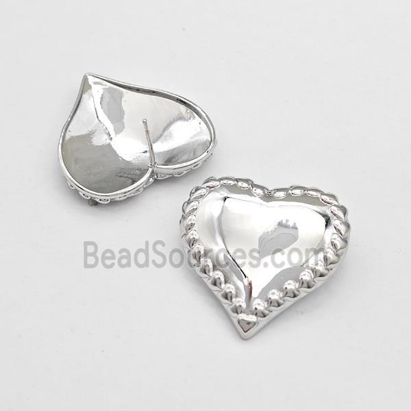 Copper Heart Stud Earrings Platinum Plated