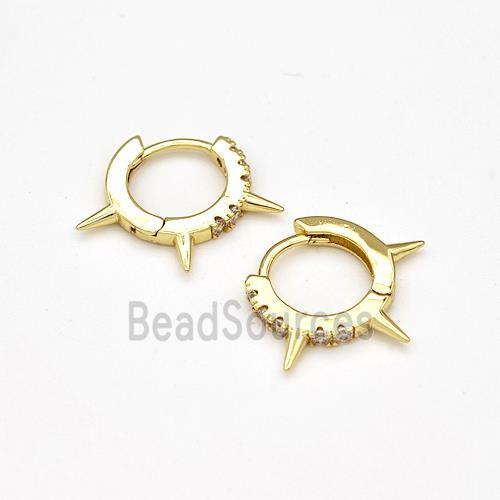 Copper Spike Hoop Earrings Pave Zirconia Piercing Septum Gold Plated