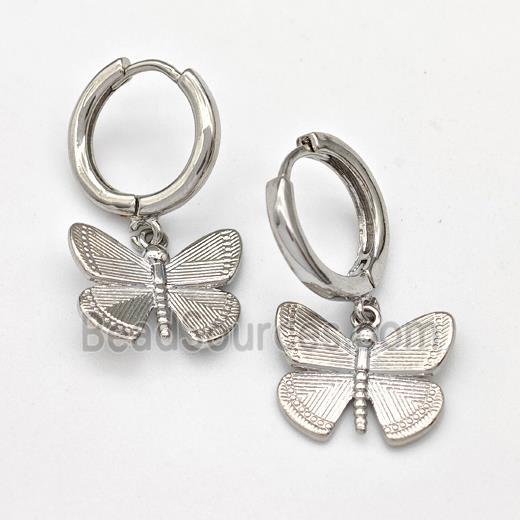 Copper Butterfly Hoop Earring Platinum Plated