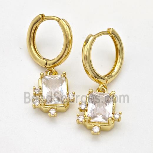 Copper Hoop Earring Pave Zirconia Gold Plated