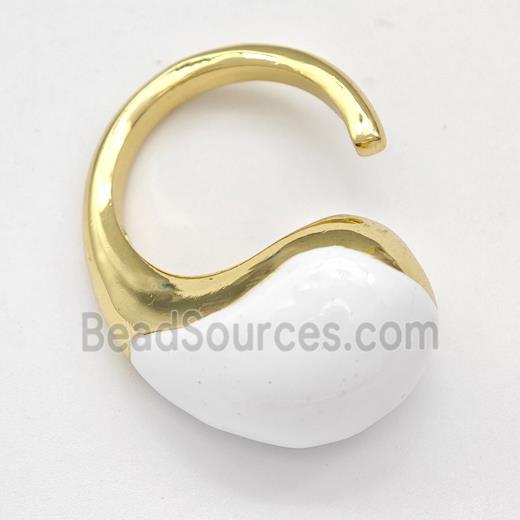 Copper Hook Earrings Hollow White Enamel Gold Plated