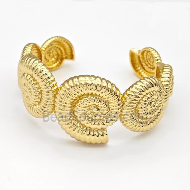 Nautilus Shell Charms Copper Bangle Conch Gold Plated