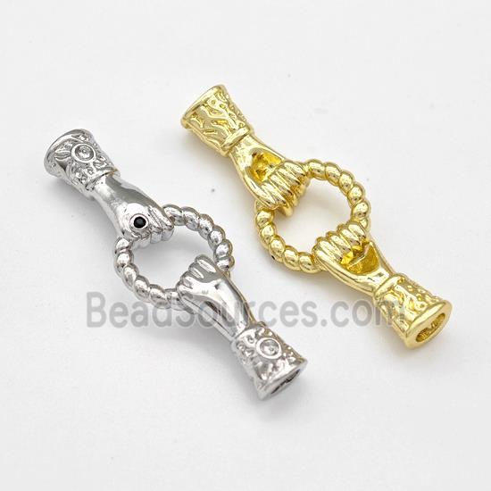 Copper Hand Connector Pave Zirconia Cord End Mixed