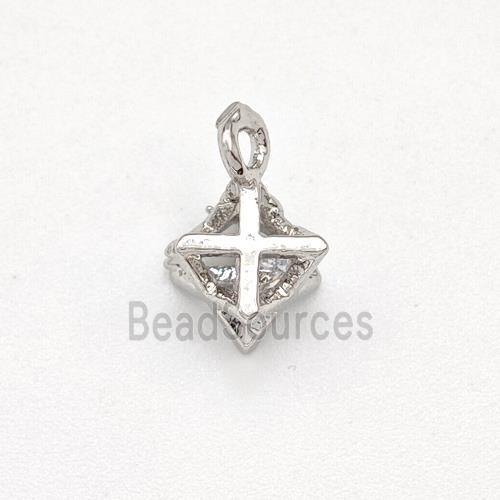 Copper Star Pendant Pave Zirconia Platinum Plated