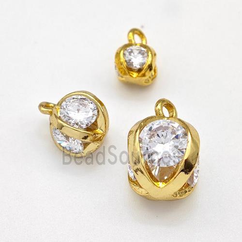 Copper Ball Pendant Pave Zirconia Gold Plated