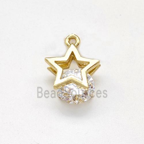 Copper Star Pendant With Zirconia Gold Plated