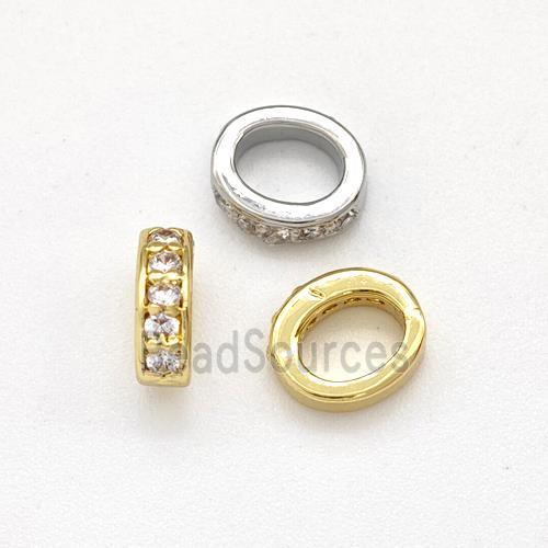 Copper Rondelle Beads Micro Pave Zirconia Large Hole Mixed