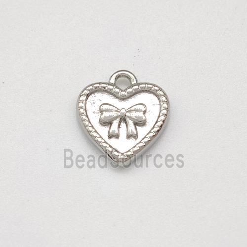 Copper Heart Pendant Bowknot Platinum Plated