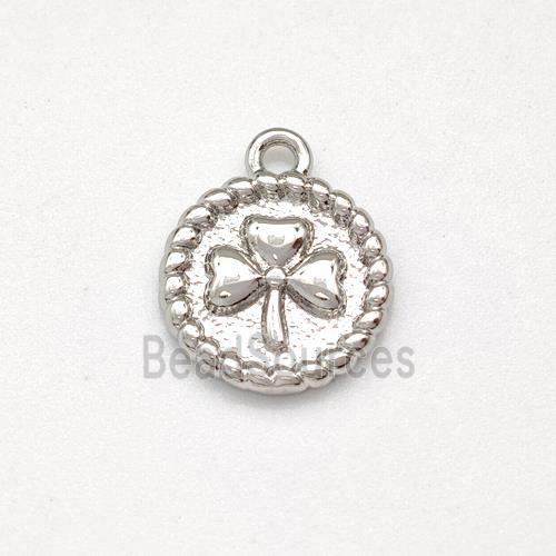 Copper Circle Pendant Clover Platinum Plated