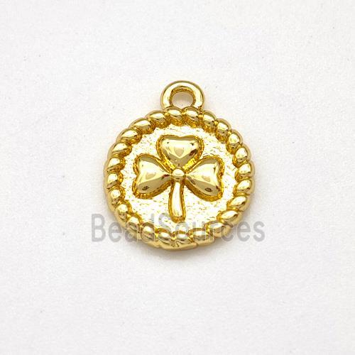 Copper Circle Pendant Clover Gold Plated