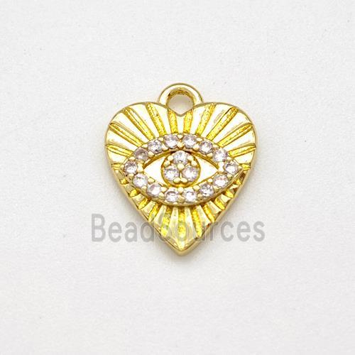 Copper Heart Pendant Evil Eye Pave Zirconia Gold Plated