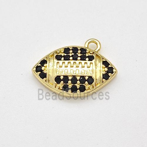 American Football Charms Copper Pendant Micro Pave Zirconia Sport Gold Plated