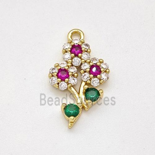 Copper Flower Pendant Micro Pave Zirconia Gold Plated