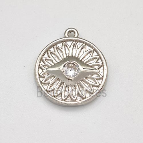 Copper Evil Eye Charms Pendant Pave Zirconia Platinum Plated