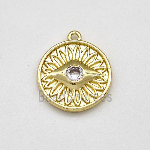 Copper Evil Eye Charms Pendant Pave Zirconia Gold Plated