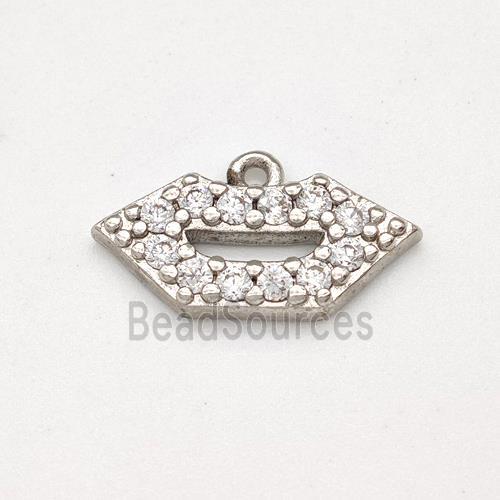 Copper Lips Pendant Pave Zirconia Platinum Plated