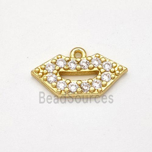 Copper Lips Pendant Pave Zirconia Gold Plated