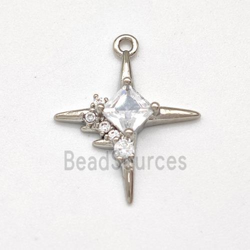 Copper NorthStar Pendant Pave Zirconia Platinum Plated