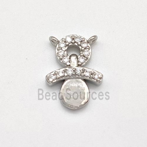 Copper Snowman Charms Pendant Pave Zirconia Platinum Plated